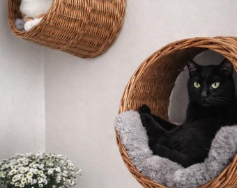 籐製キャットハウス、籐製キャットベッド、ボヘミアン風キャットケーブ