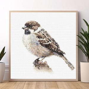 Winter Bird Cross Stitch Pattern PDF - Instant Download, Floral Songbird Embroidery, Cute Woodland Animals, Cozy Birds Theme Ornament