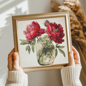 Cross Stitch Pattern flowers, Counted Embroidery Pattern, Watercolor Floral Cross Stitch Chart, Mother&#39;s Day Cross Stitch Pdf