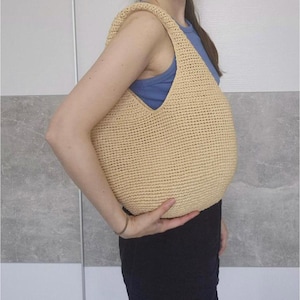 Raffia Crochet Natural  Bag | Woven Straw Summer Handbag | Knitted Raffia Pouch Bag Straw Tote bag,Woven Beach Bag handbag Raffia Bag