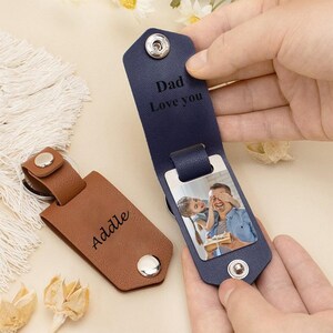 Personalized Leather Keychain for Men, Leather Photo Keychain, Custom Leather Keychain with Photo, Wedding Anniversary Gift for Him/Her