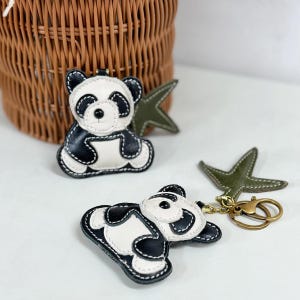 Leather China Panda Charm, Leather Purse Charm, Cute Leather Handbag Charm, Handbag Accessories, Birthday Gifts, Gift For Him/Her