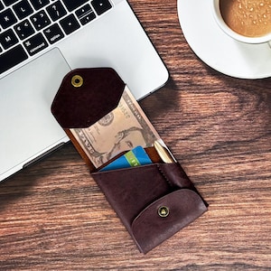 Personalized Leather Wallet for Men, Leather Cards Case with Pen Holder, Custom Name Leather Wallets, Birthday Gifts for Him, Christmas Gift