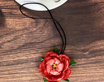 Handmade Leather Flower Bag Charm: Cowhide Accessory Gift
