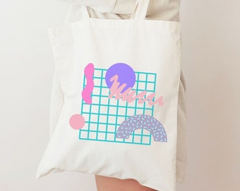 80's Retro Fun Tote Bag, Fun Tote Bag, 1980's Tote, Abstract Pattern Art, Gift Bag, Reusable Grocery Bag, School Bag, Carry All