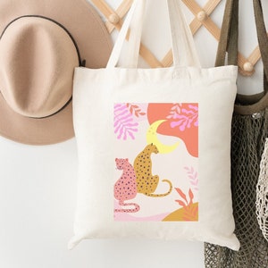 Leopard Tote Bag, Designer Tote, Jungle Tote, Art Tote, Animal Print Tote Bag, Gift Bag, Reusable Grocery Bag, Tote Bags, School bag