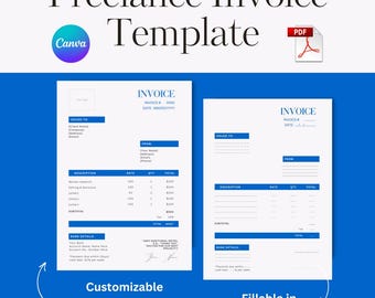 Plantilla de factura para freelancers: formato editable en Canva y PDF (descarga digital)