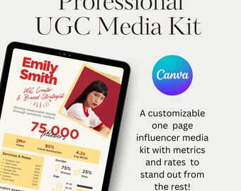 Plantilla editable de kit de medios para influencers: Kit de prensa UGC de Canva (descarga en PDF)