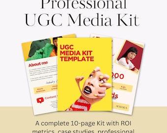 Plantilla de kit de medios UGC: portafolio profesional de asociaciones de marca, plantilla de Canva, descarga digital