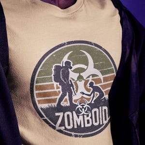 Retro Zomboid Survivor Shirt – Vintage Apocalypse Graphic Tee for Gamers