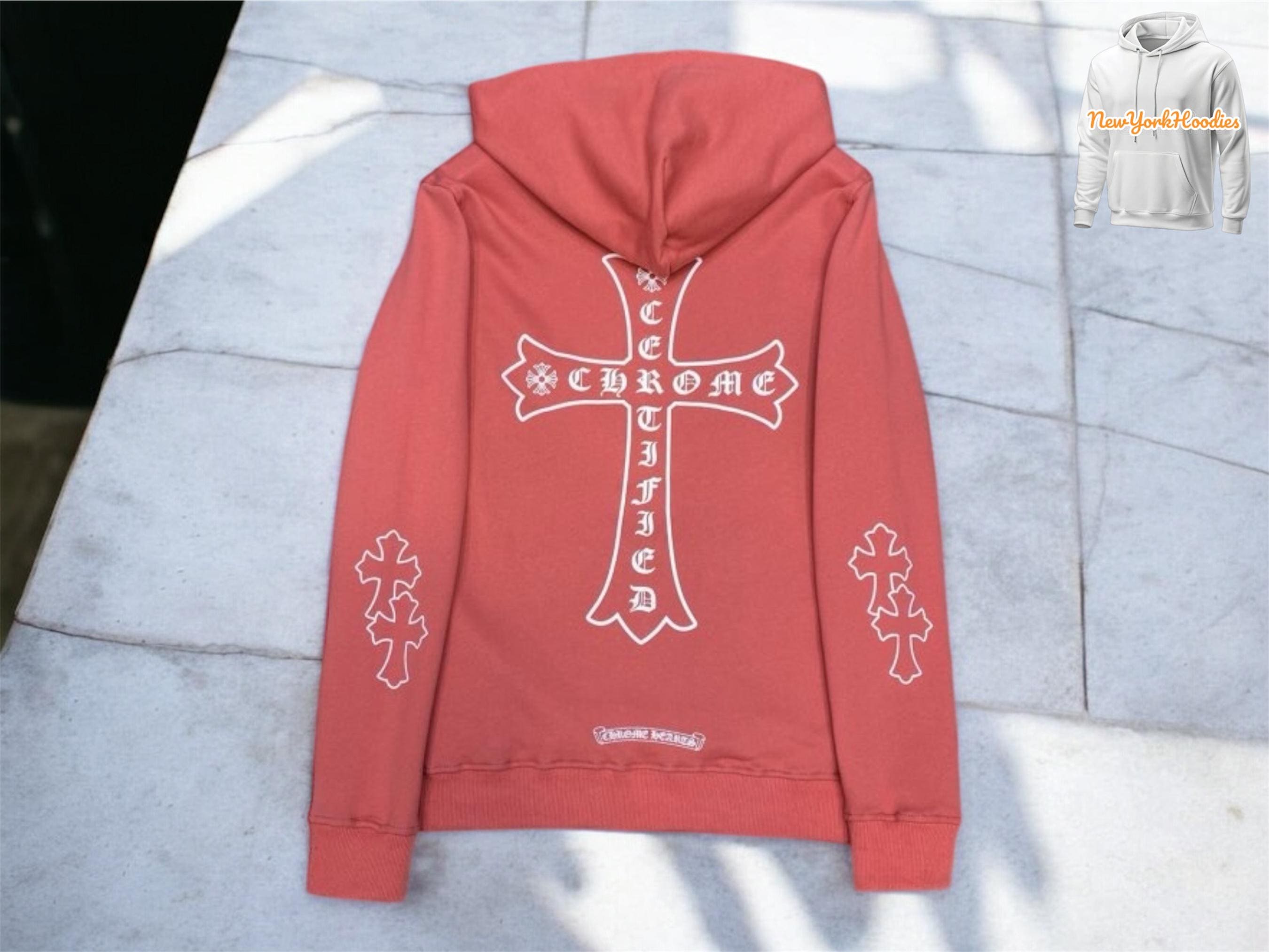 Pink chrome hearts hoodie - Etsy Polska