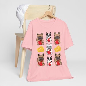Camiseta de bulldog francés de la suerte, linda camiseta para amantes de los perros, regalo para dueños de mascotas, camiseta informal de verano, camiseta de bulldog francés para amantes de los perros, adorable camiseta gráfica