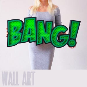 3D Pop Art decor sign BANG! Extra large wall art | Unique modern decor | Funky pop art | Trendy home decor | Aesthetic wall sign