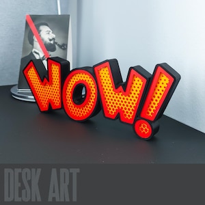3D pop art retro sign WOW! Cool and funky pop art home decor gift for you, freestanding unique and funny one piece artwork for bedroom