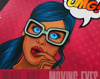 Custom Pop Art Wall Sign, Animated Eyes LED Neon Decor, Retro Comic Home Art