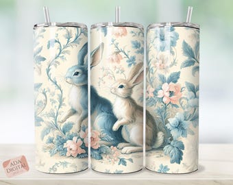 Easter Rabbit Tumbler Wrap: Spring Bunny Floral Design (PNG Download)