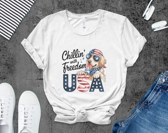 Golden Retriever 4th of July PNG: Patriotic Dog Digital Download
