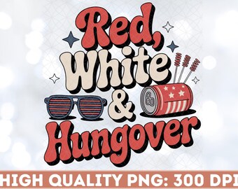 Rouge, blanc et gueule de bois PNG : clipart du 4 juillet (téléchargement numérique)