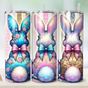 Cute Coquette Easter Bunny Tumbler Wrap, 20oz Skinny Tumbler Wrap Sublimation PNG, Digital Download, Grandmillenial Easter