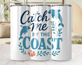 Dolphin Tumbler Sublimation Design: Ocean Sea Life PNG (Digital Download)