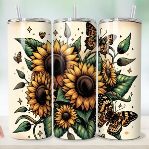 Sunflower Leopard 20oz Skinny Tumbler Wrap Sublimation PNG, Digital Download, Flowers, Leopard Print