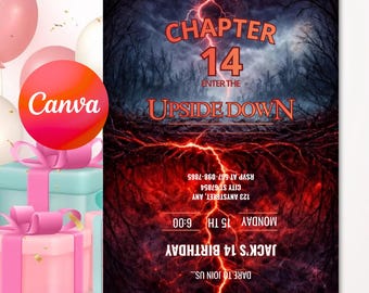 Upside Down Birthday Invitation Template | Strange Birthday Invite | Chapter Birthday Party | Any Age Digital Download