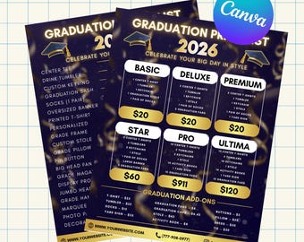 Graduation Package Flyer Template | DIY Graduation Bundles Marketing Design | Class of 2026 Crafters Price List Canva Editable