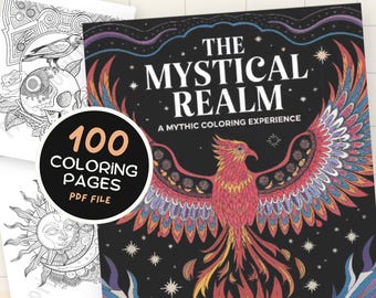 Adult Coloring Page, Digital Mystical Art & Coloring Pages, 100+ Hand-Drawn Coloring Book, Boho Art, Adult Coloring, Instant PDF Download