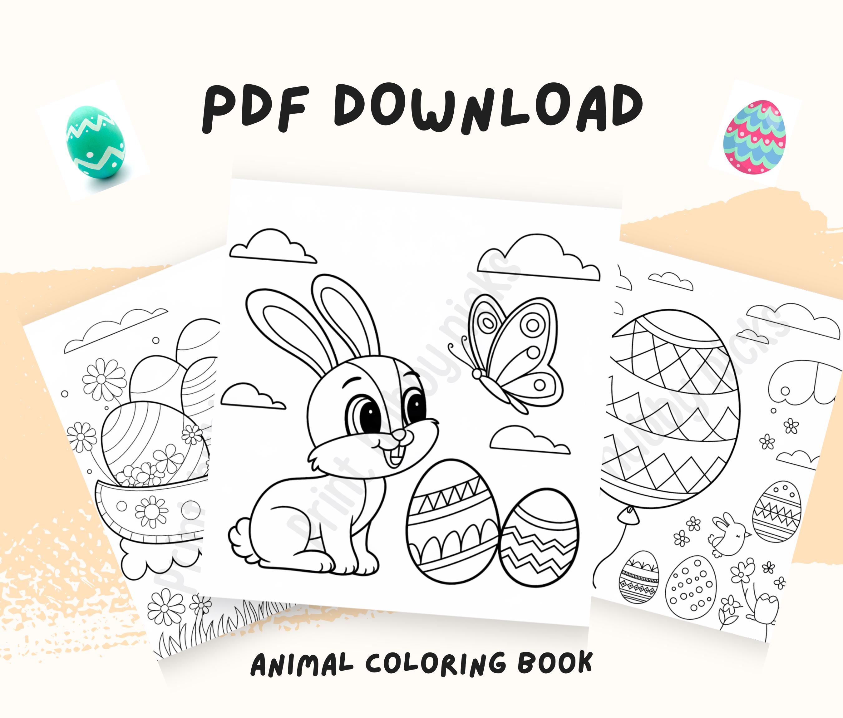 85 Easy Easter Coloring Pages for Kids, Simple Bold Bunny Egg Coloring ...