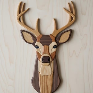 Deer Intarsia Pattern | Scroll Saw Woodworking Template | DIY Wildlife Wall Art | Digital PDF Download