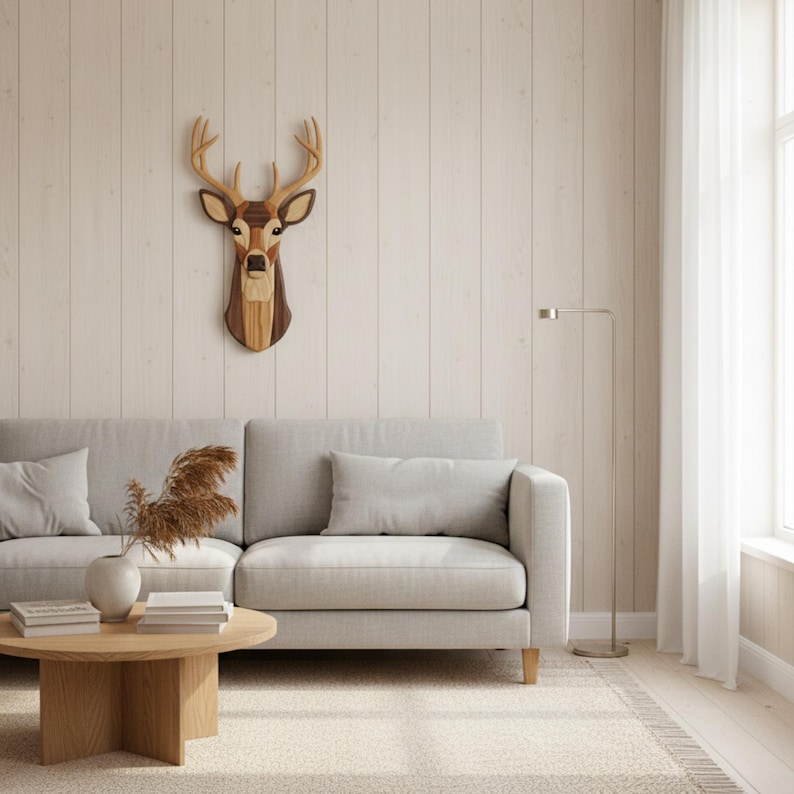 Deer Intarsia Pattern | Scroll Saw Woodworking Template | DIY Wildlife Wall Art | Digital PDF Download