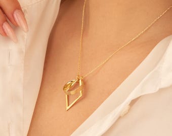 Geometric Gold Ring Keeper Necklace, Dainty Ring Holder Neclace, Engagement Wedding Ring, Promise Gold Ring Holder, Gift For Nurse & Doctor