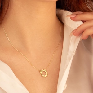 925 Silver Tiny Sun Necklace, Gold Dainty Sun Pendant, Minimalist Sun Necklace, Celestial Necklace, Sun Symbol Charm, Mother Day Gift