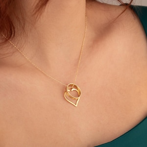 14K Gold Herz Symbol Ring Halter Halskette, Minimalistischen Ringhalter Schmuck für Verlobungsring, Versprechen Ringhalter, Geschenk für Doktor & Krankenschwester