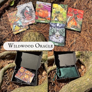 Tarot deck & Oracle Deck Set with Natural Amethyst Crystal and Velvet Pouch – Divination Kit, Witchy Gift, Thin oracle deck