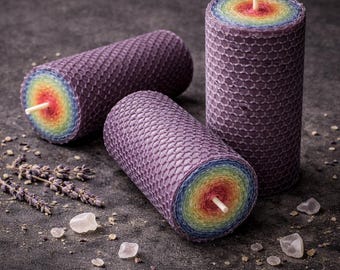 Regenbogen Chakra Bienenwachs Kerze für Meditation und spirituelle Praxis