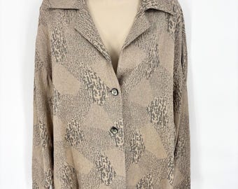Vintage Hino & Malee II Abstract Print Lagenlook Pant Set Taupe One Size USA