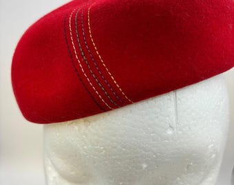 Vintage 50s Wool Beret, Hand-felt Siamese Cats Applique - Etsy display picture 1