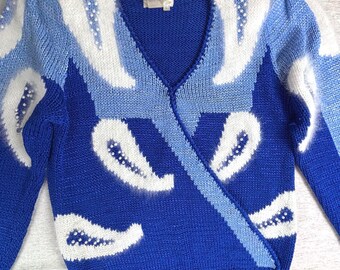 Vintage 1989 Eddie Bauer Knit Winter Wool Goose 1980s 80s Sweater