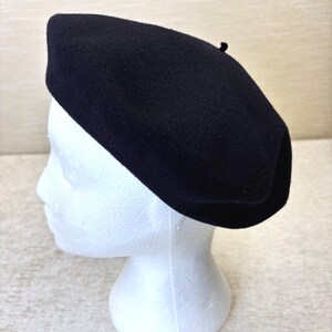 Vintage Wool Laine Black Beret Vintage Beret BASQUE I Pure Laine Wool Black Impermeable  main image 2