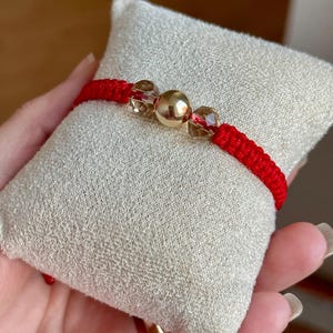 14K Gold Red String Protection Bracelet – Crystal Amulet for Luck & Energy