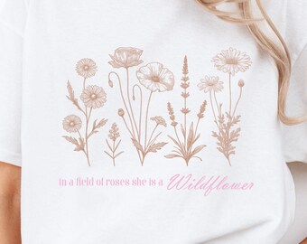 Wildflower Graphic Tee, Vintage Floral Plant Lover Shirt