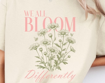 Vintage Floral T-Shirt, Bloom Graphic Tee, Positive Vibes