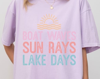 Boat Waves Graphic Tee, Summer Lake Days T-Shirt