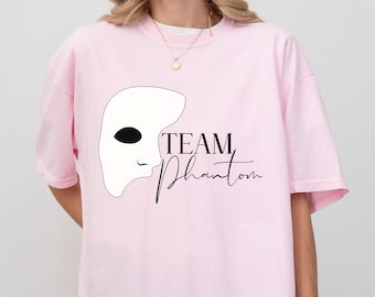 Team Phantom Graphic Tee, Opera Ghost Mask, Trendy Vintage T-Shirt