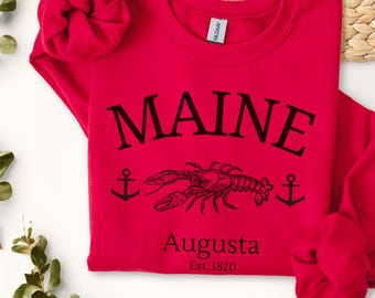Maine Travel Attire Sweatshirt, Cute Comfy Maine Clothing, Unisex Crewneck Pullover, Maine Souvenir Jumper, Vacation Adventure Shirt