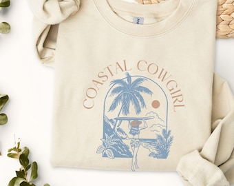 Felpa da cowgirl costiera, pullover da surfista vintage