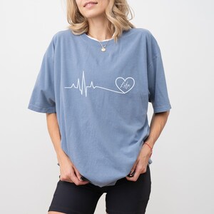 Heartbeat Heartline with Script 'Life' T-shirt | Heart Line Shirt