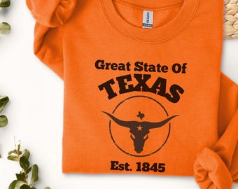 Texas Sweatshirt - Longhorn State Crewneck, Travel Style
