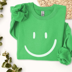 Smiley Crewneck Sweatshirt, Positive Happy Bright Fun Clothing, Unisex Jumper, Happy Sweatshirt Gift, Cozy Graphic Pullover, Colorful Top